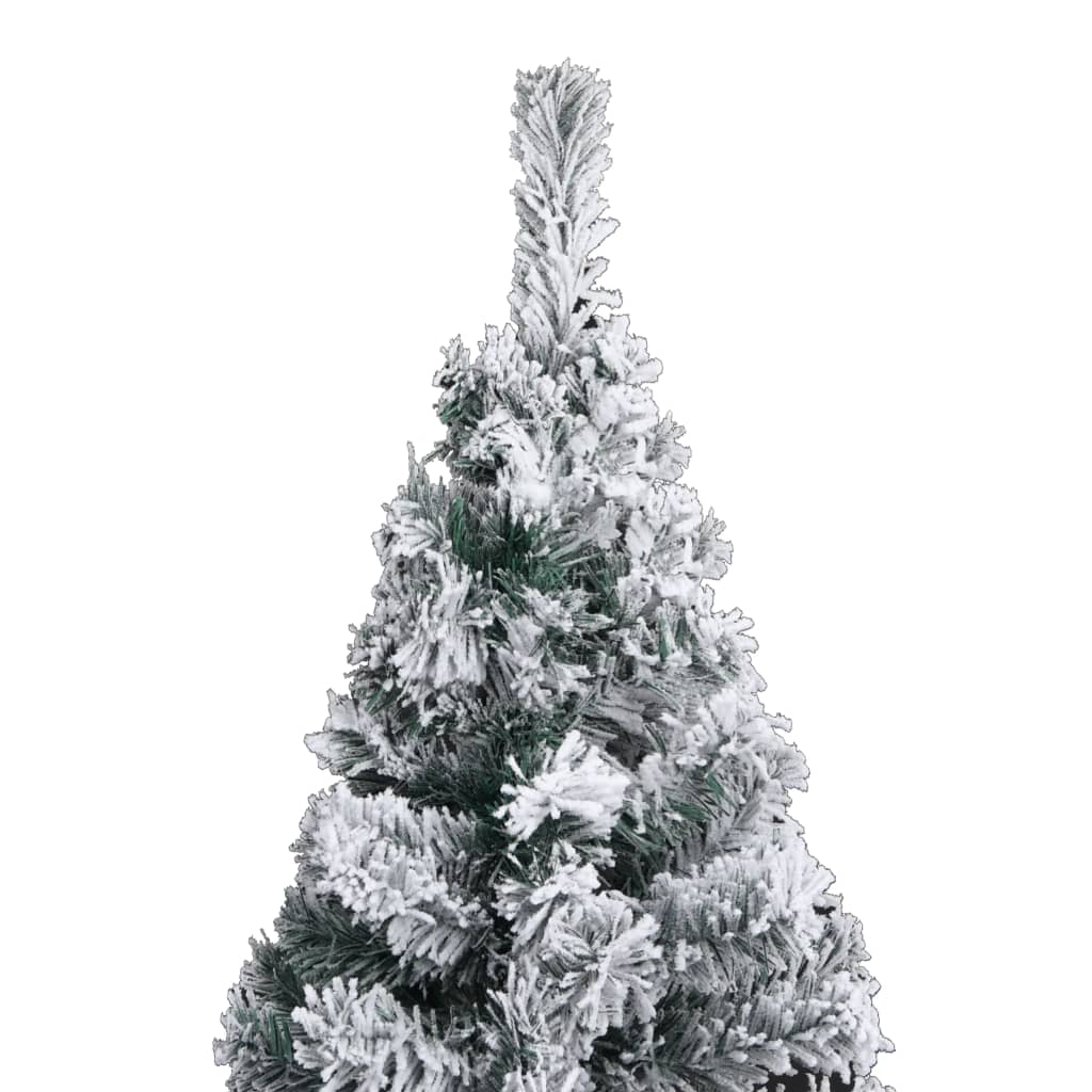 vidaXL Kunstkerstboom met verlichting en sneeuw smal 240 cm PVC groen