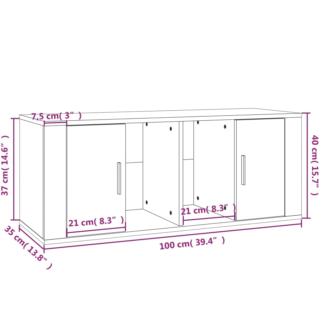 vidaXL Tv-meubel 100x35x40 cm bewerkt hout grijs sonoma eikenkleurig