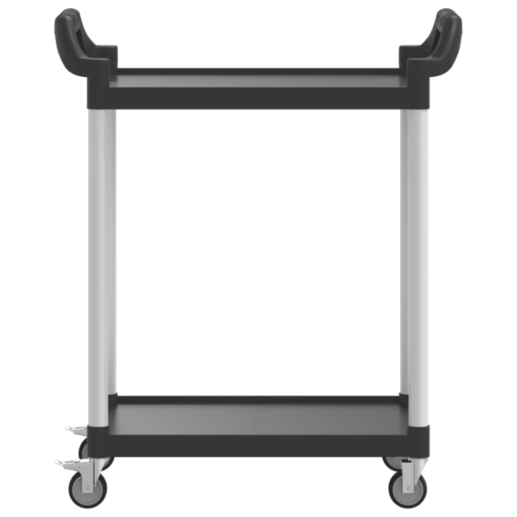vidaXL Trolley 2-laags 81x41x92 cm aluminium zwart