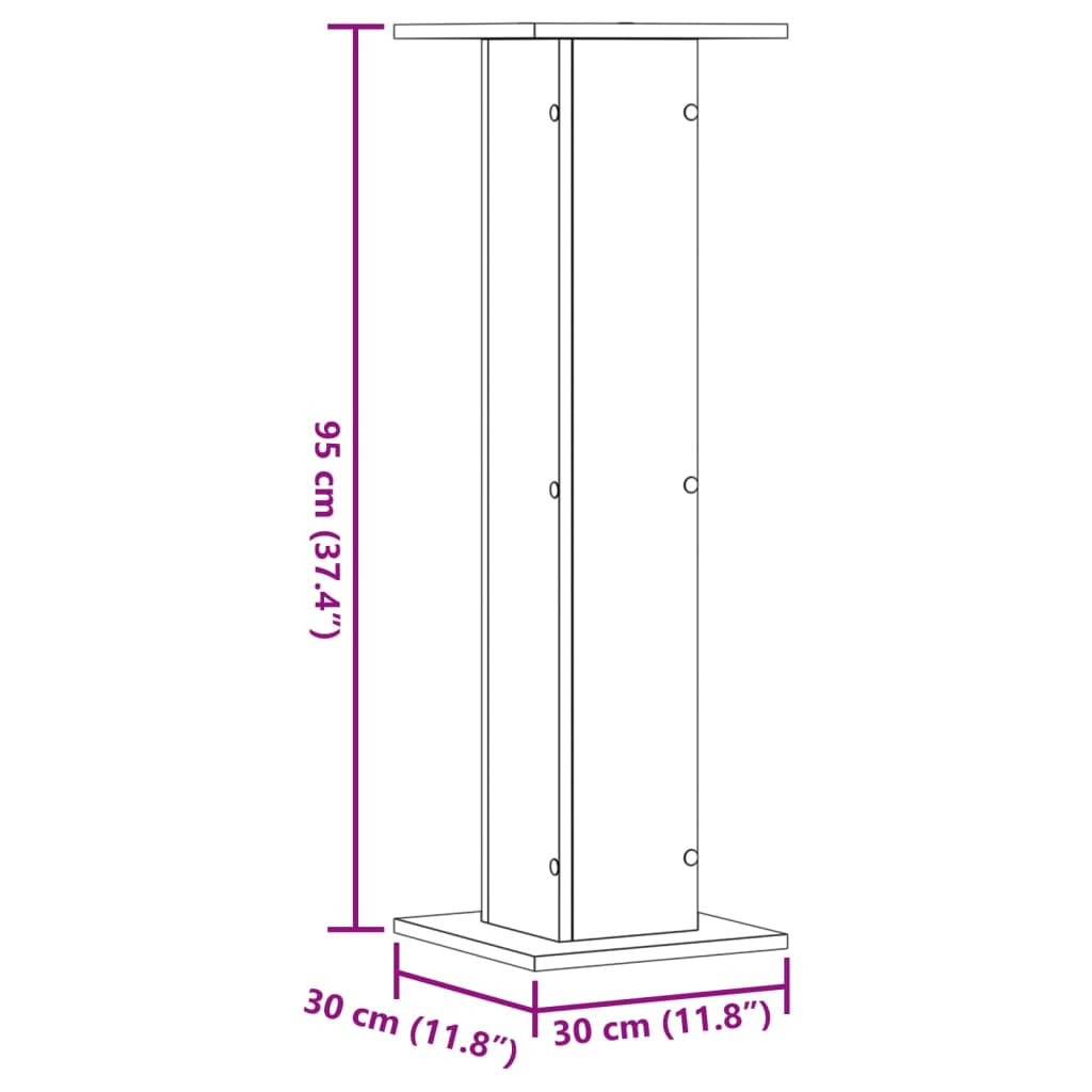 vidaXL Plantenstandaards 2 st 30x30x95 cm bewerkt hout betongrijs