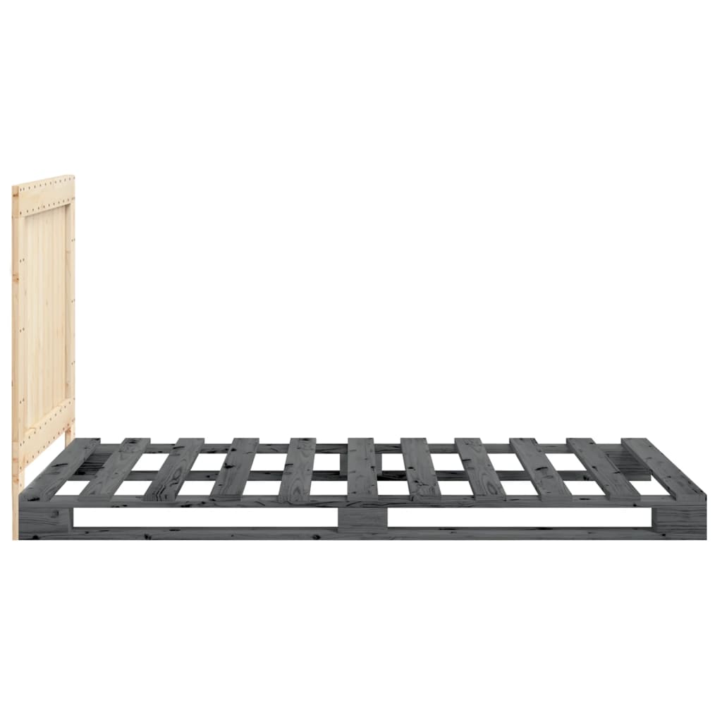vidaXL Bedframe met hoofdbord massief grenenhout grijs 100x200 cm