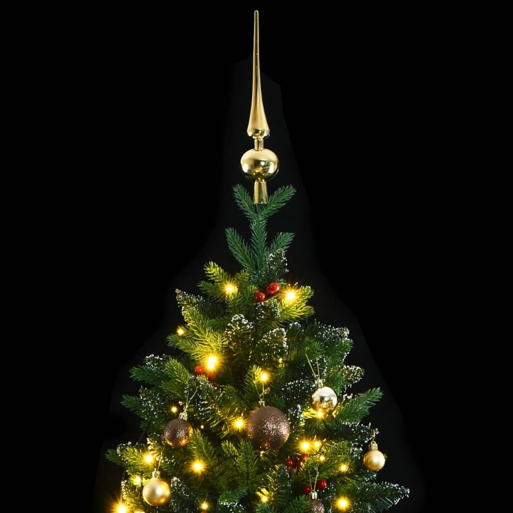 vidaXL Kunstkerstboom met scharnieren 300 LED's en kerstballen 210 cm