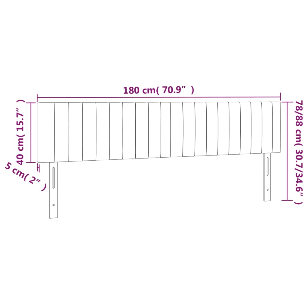 vidaXL Hoofdbord LED 180x5x78/88 cm fluweel zwart