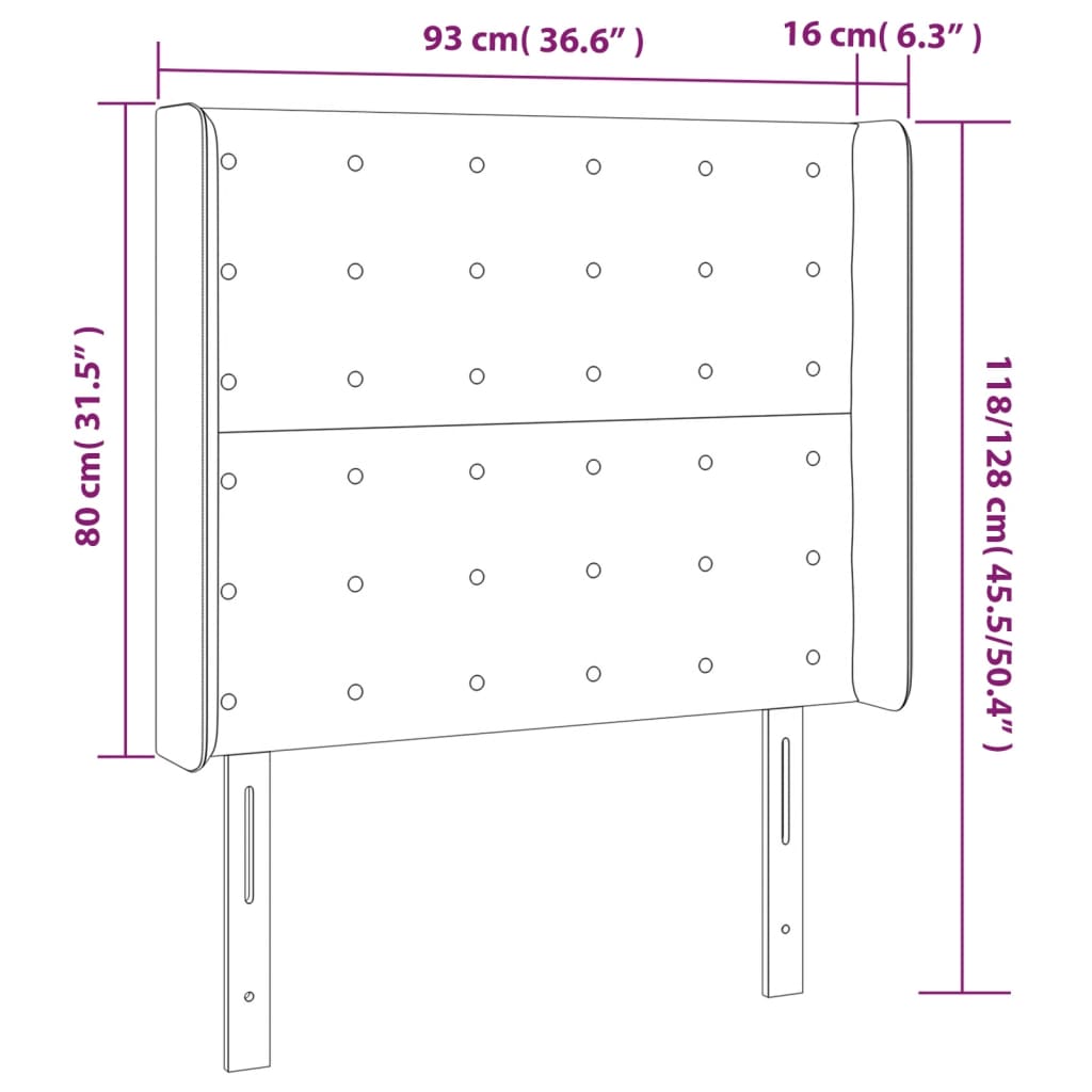 vidaXL Hoofdbord met randen 93x16x118/128 cm kunstleer wit