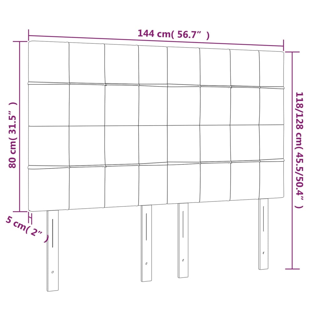 vidaXL Hoofdbord LED 144x5x118/128 cm fluweel zwart