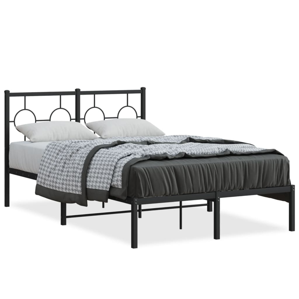 vidaXL Bedframe met hoofdbord metaal zwart 120x200 cm