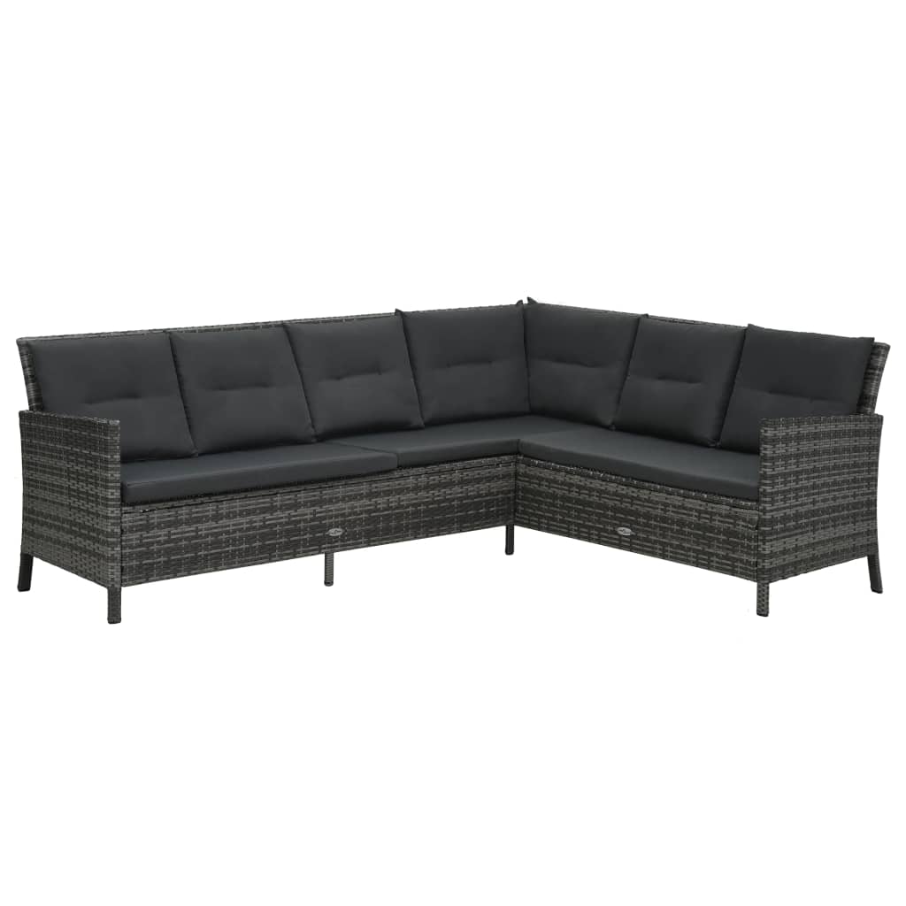 vidaXL 4-delige Loungeset met kussens poly rattan grijs