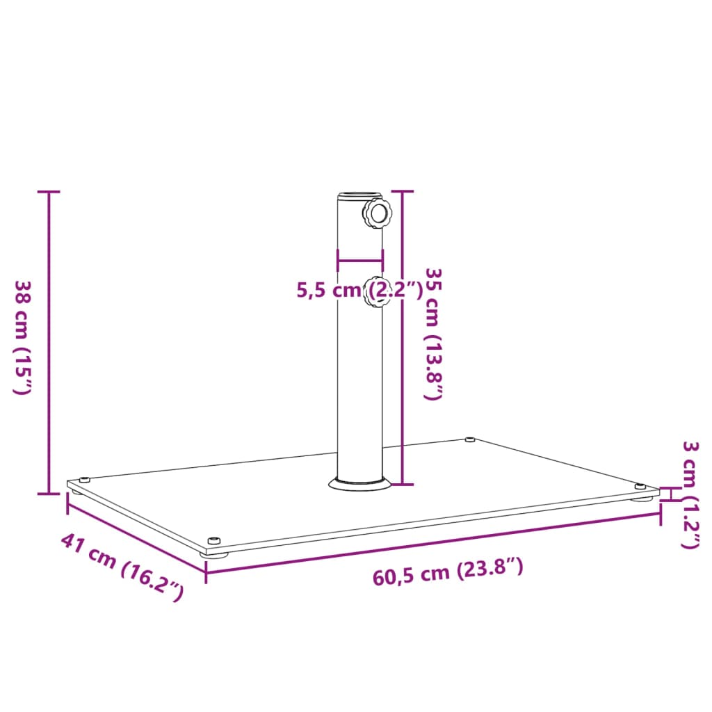 vidaXL Parasolvoet voor stokken van Ø32/38/48 mm 15 kg rechthoekig