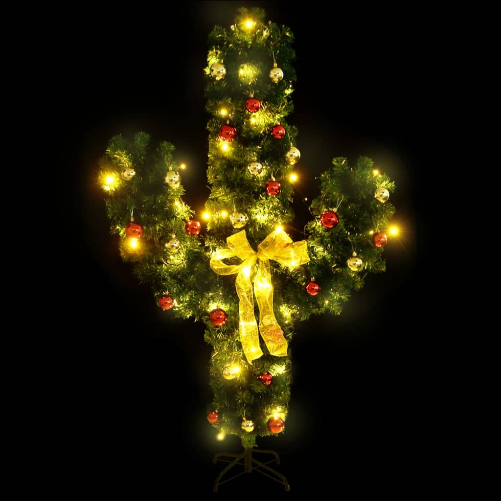 vidaXL Kerstcactus met standaard en LED's 180 cm PVC groen