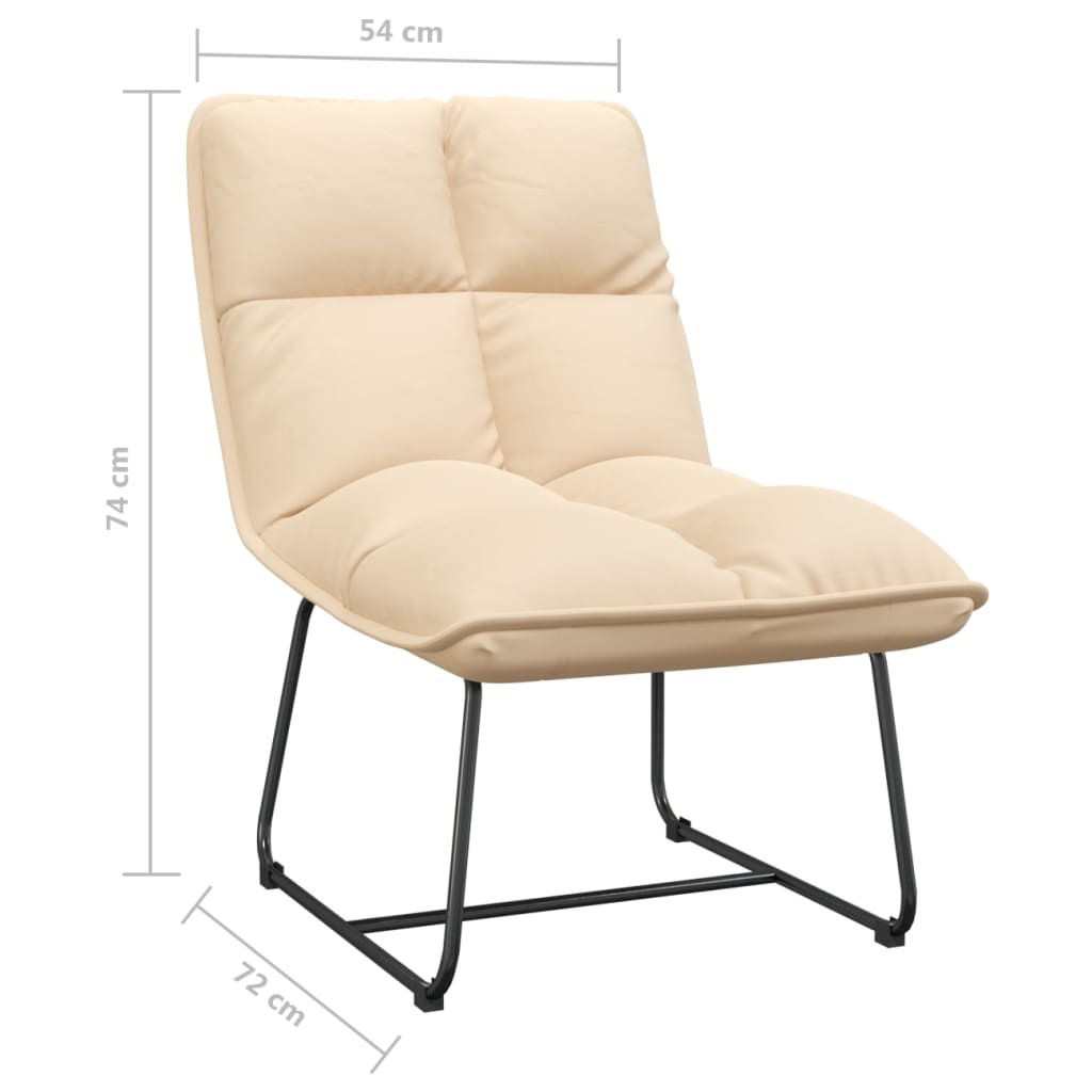 vidaXL Loungestoel met metalen frame fluweel crèmekleurig