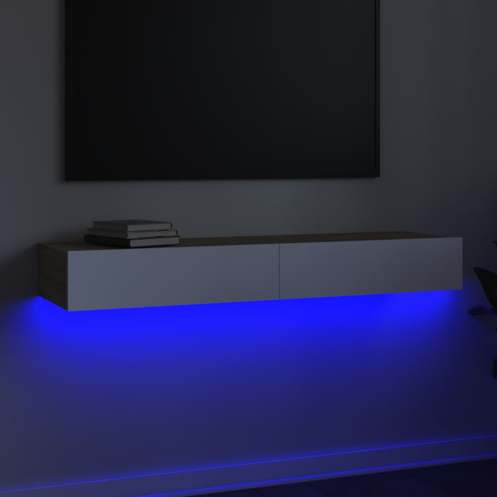 vidaXL Tv-meubel met LED-verlichting 120x35x15,5 cm wit sonoma eiken