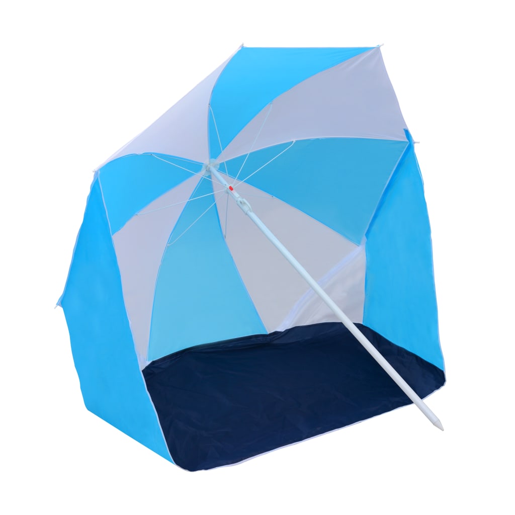 vidaXL Strandparasol/-tent 180 cm stof blauw en wit