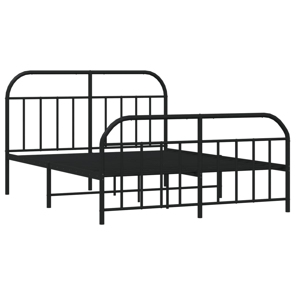 vidaXL Bedframe met hoofd- en voeteneinde metaal zwart 180x200 cm