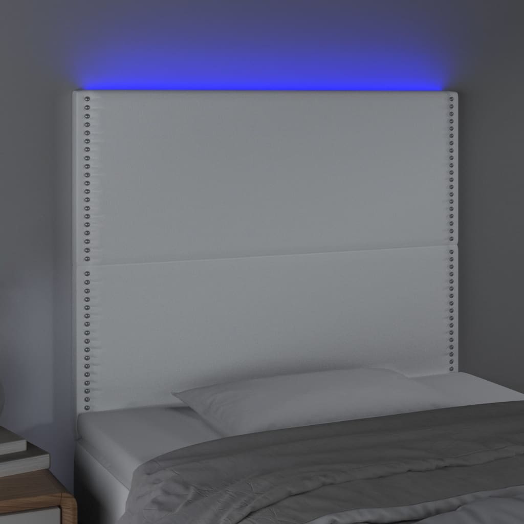 vidaXL Hoofdbord LED 80x5x118/128 cm kunstleer wit