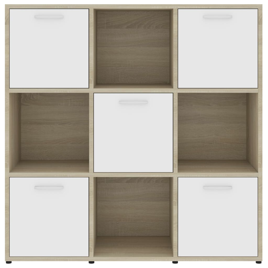 vidaXL Boekenkast 90x30x90 cm bewerkt hout wit en sonoma eikenkleurig