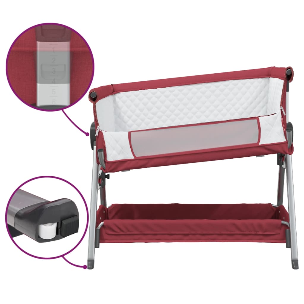 vidaXL Babybox met matras linnen rood