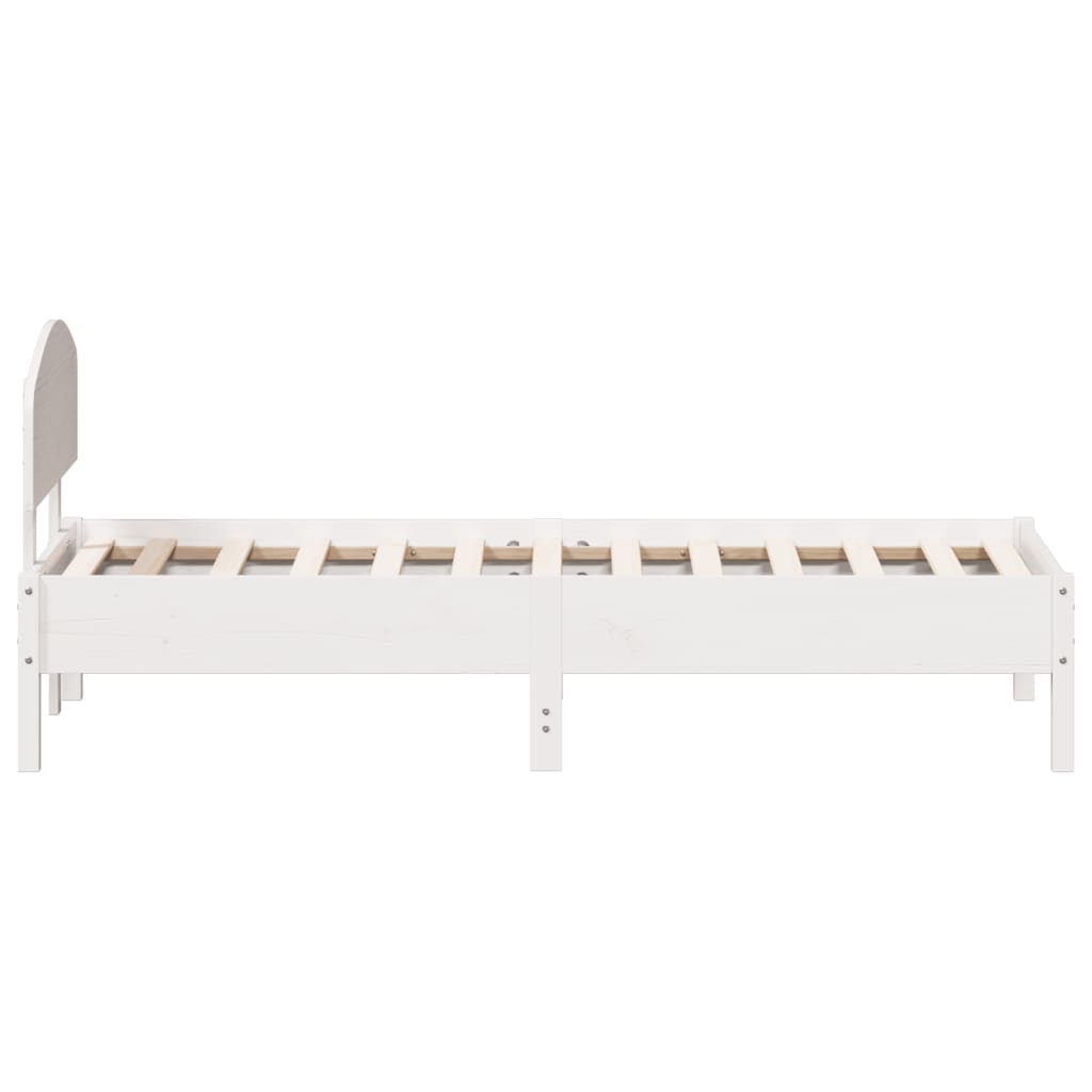 vidaXL Bedframe met hoofdbord massief grenenhout wit 75x190 cm