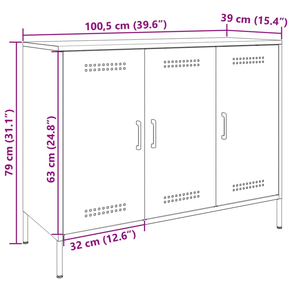 vidaXL Dressoir 100,5x39x79 cm koudgewalst staal olijfgroen