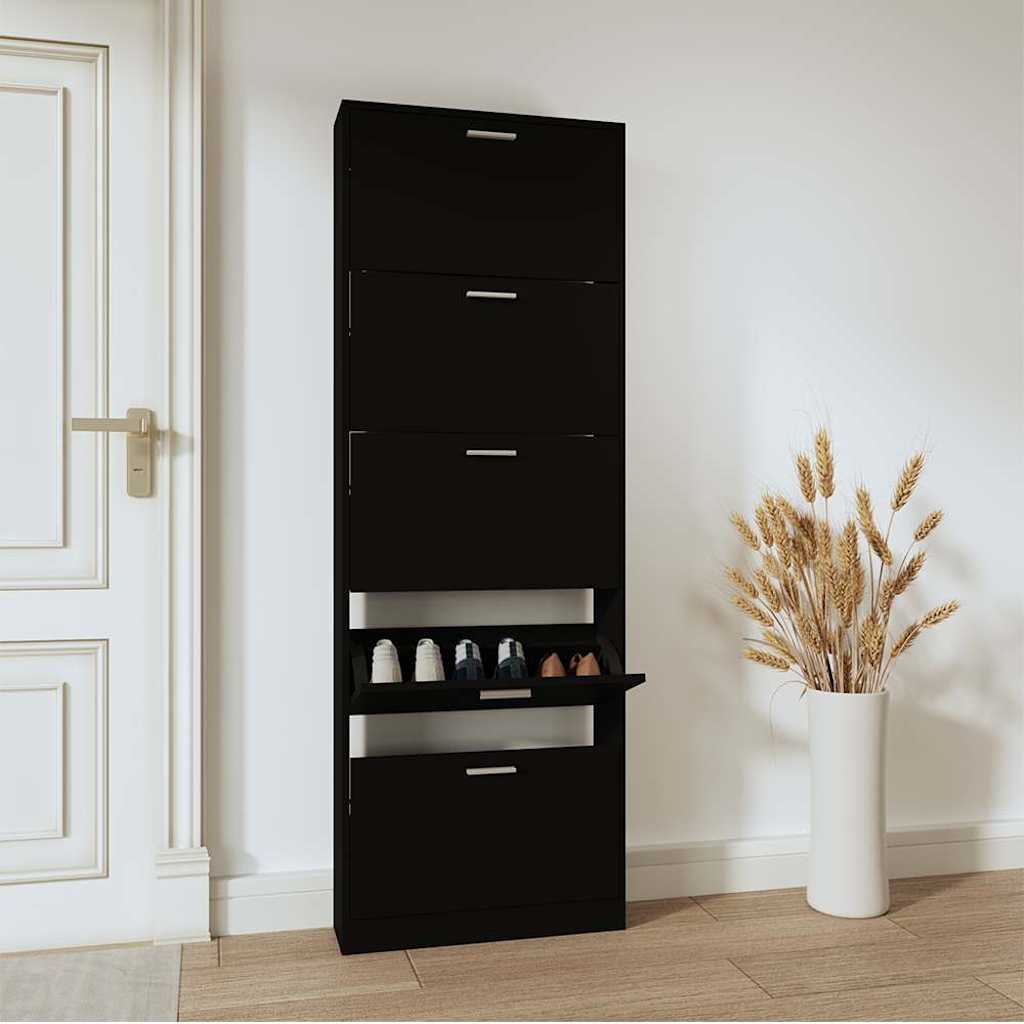 Schoenenkast 59x17x108 cm bewerkt hout betongrijs | -nl