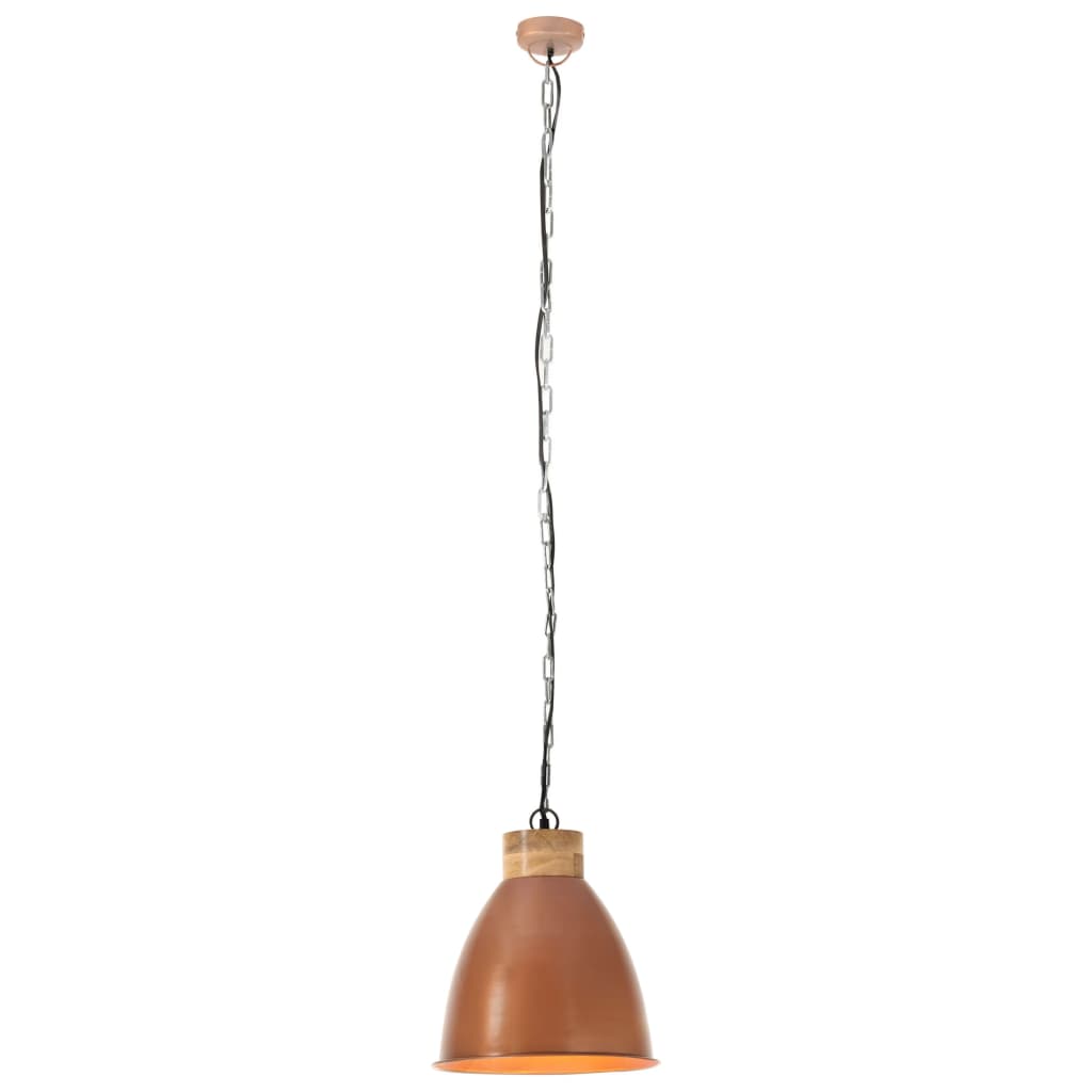 vidaXL Hanglamp industrieel E27 35 cm ijzer en massief hout koperkleur