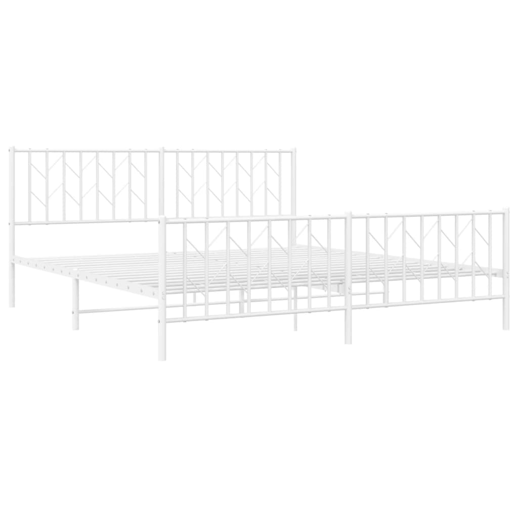 vidaXL Bedframe met hoofd- en voeteneinde metaal wit 183x213 cm