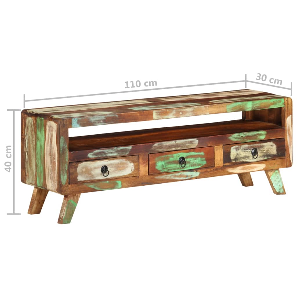 vidaXL Tv-meubel 110x30x40 cm massief gerecycled hout meerkleurig