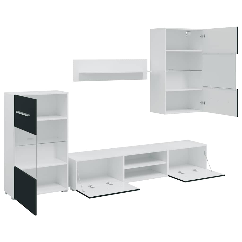 vidaXL 5-delige Tv-meubels met LED-verlichting bewerkt hout matindigo