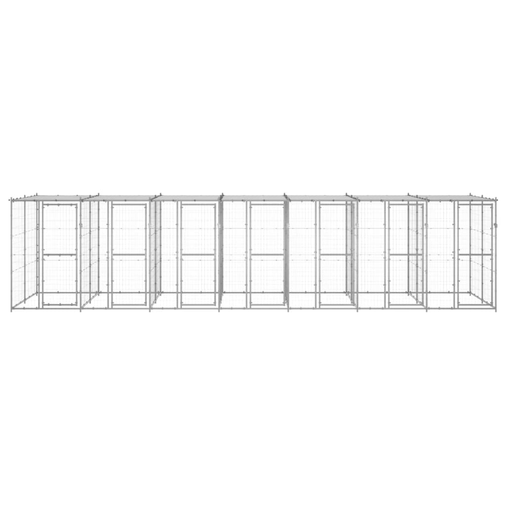 vidaXL Hondenkennel met dak 16,94 m² gegalvaniseerd staal