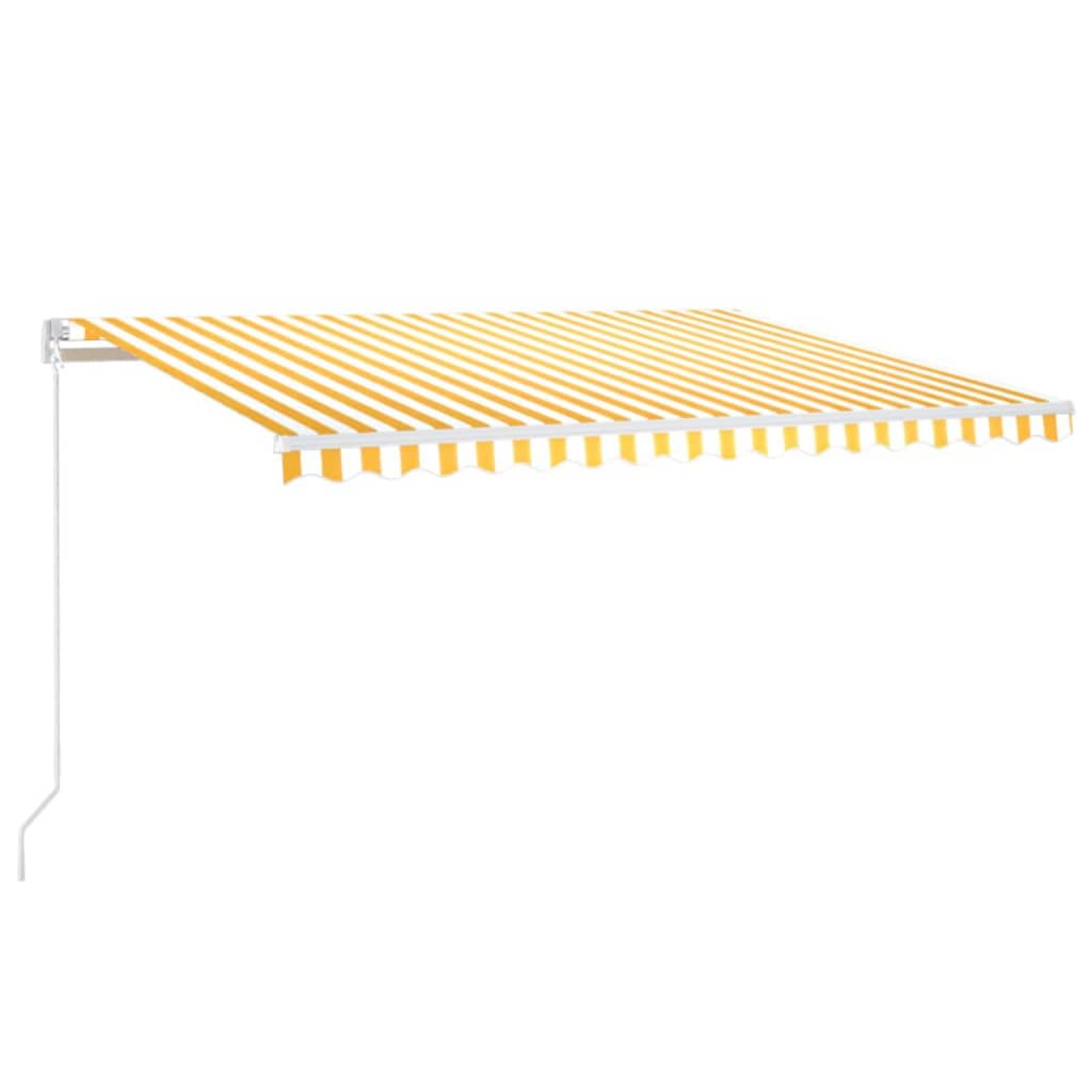 vidaXL Luifel automatisch met LED en windsensor 450x300 cm geel en wit