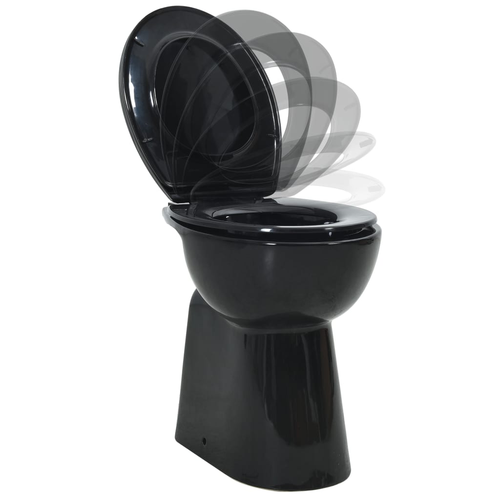 vidaXL Toilet verhoogd 7 cm soft-close randloos keramiek zwart