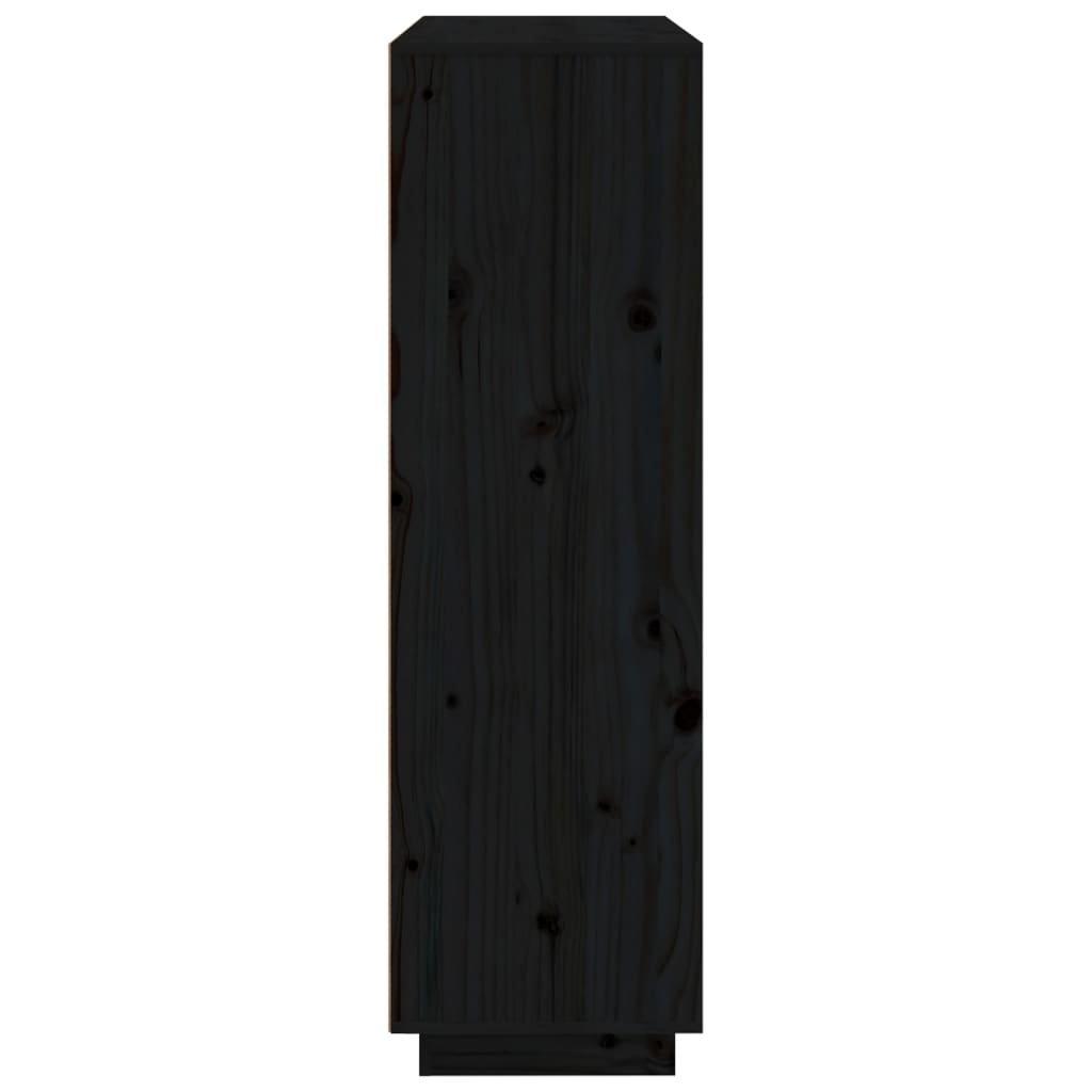vidaXL Hoge kast 110,5x35x117 cm massief grenenhout zwart