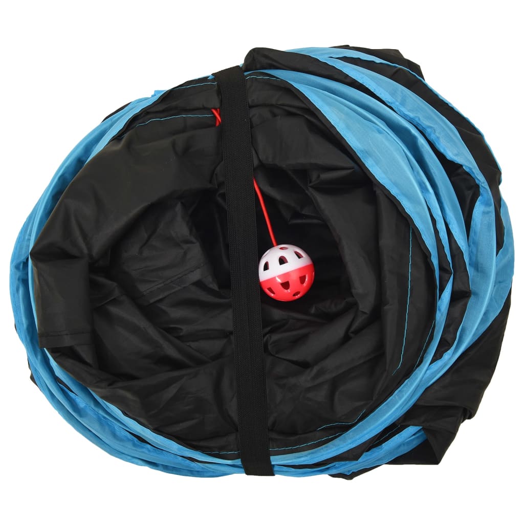 vidaXL Kattentunnel 5-voudig 25 cm polyester zwart en blauw