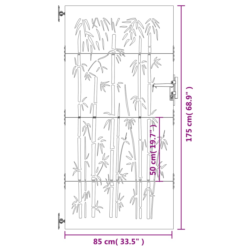 vidaXL Poort 85x175 cm bamboe-ontwerp cortenstaal