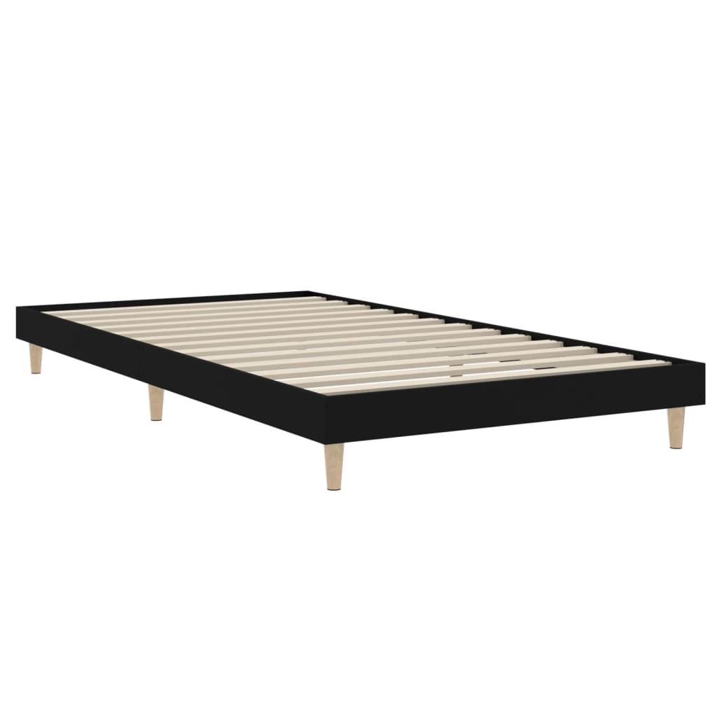 vidaXL Bedframe bewerkt hout zwart 90x190 cm