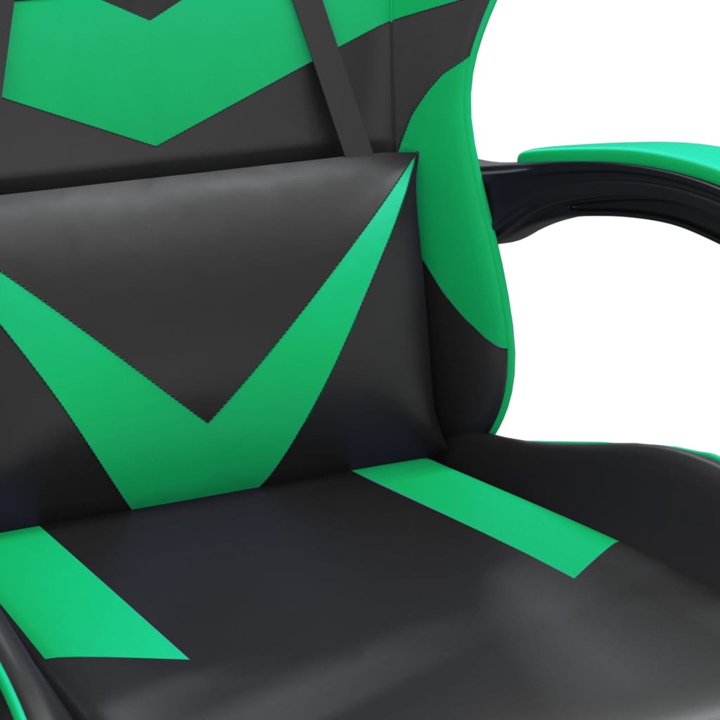 vidaXL Gamestoel draaibaar kunstleer zwart en groen