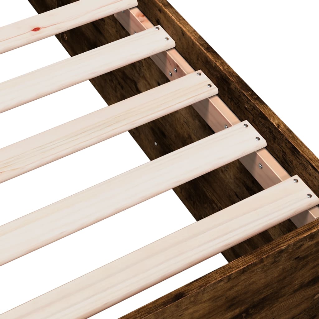 vidaXL Bedframe bewerkt hout gerookt eikenkleurig 120x190 cm
