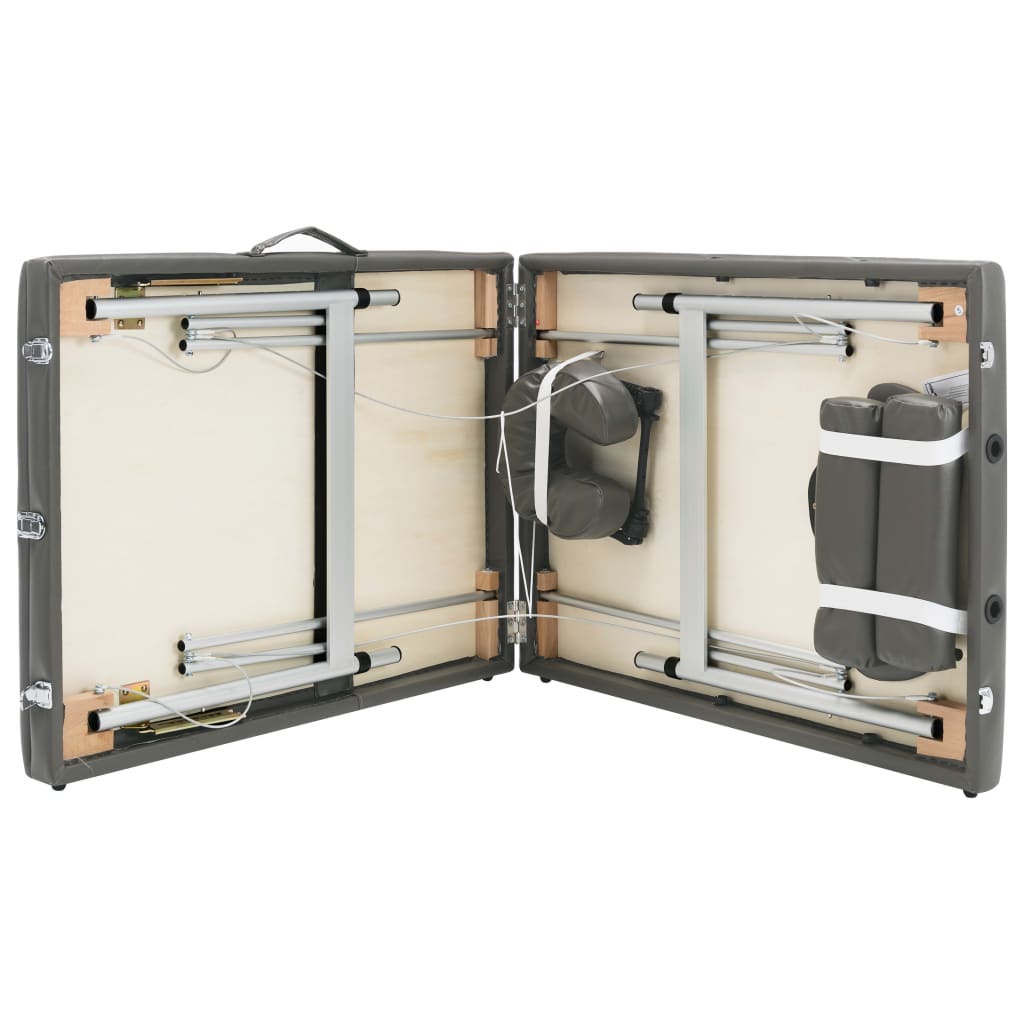 vidaXL Massagetafel met 3 zones 186x68 cm aluminium frame antraciet