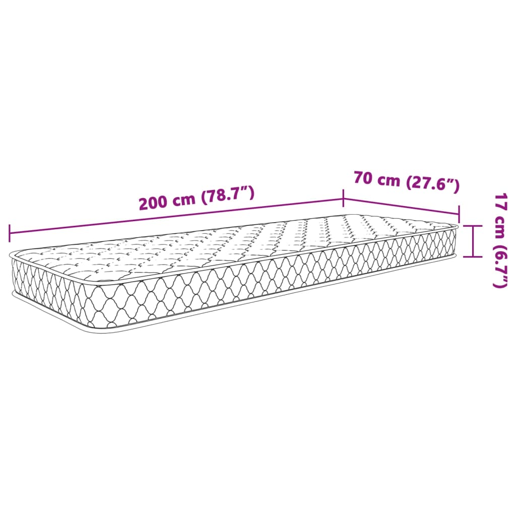 vidaXL Traagschuimmatras 70x200x17 cm wit