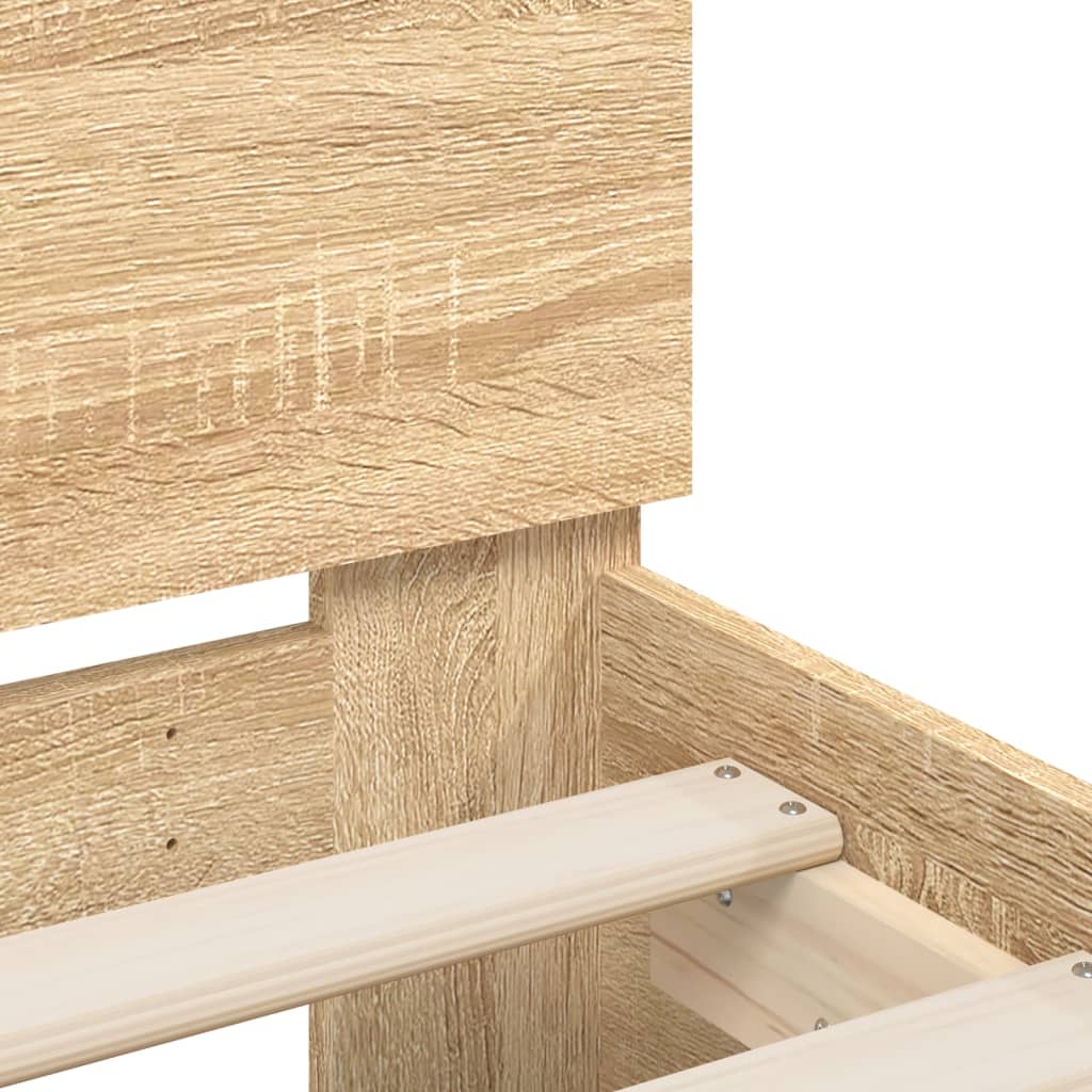 vidaXL Bedframe met hoofdbord bewerkt hout sonoma eiken 75x190 cm
