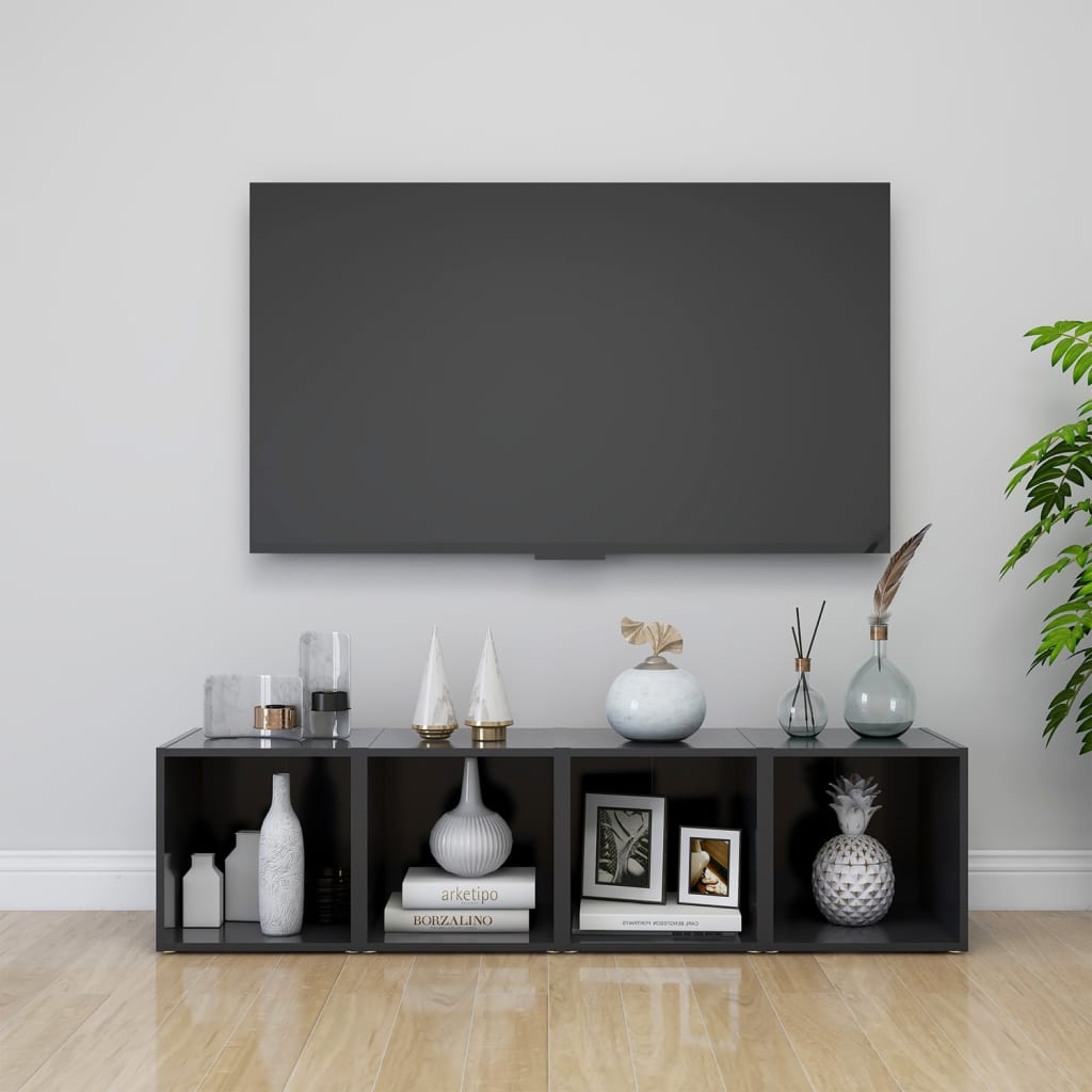 vidaXL Tv-meubelen 2 st 37x35x37 cm spaanplaat grijs