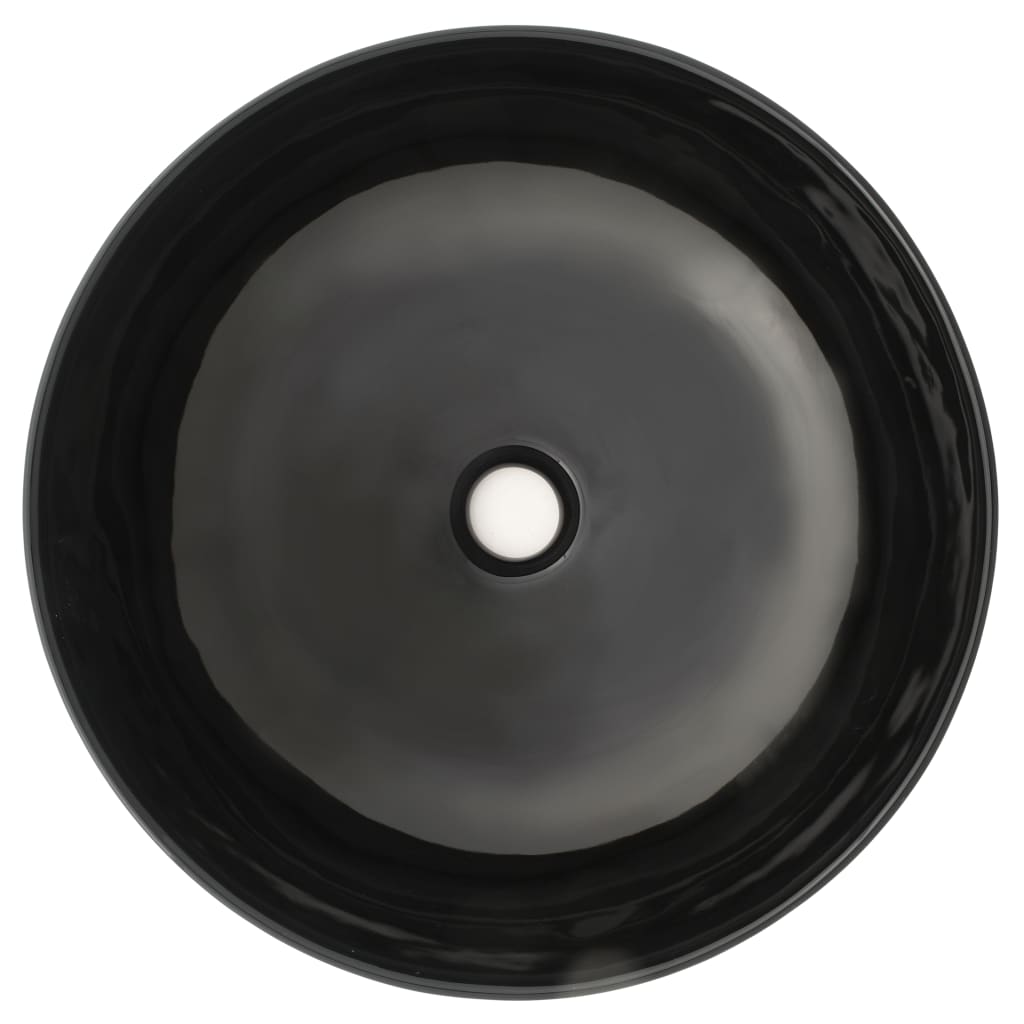 vidaXL Wastafel rond 41,5x13,5 cm keramiek zwart
