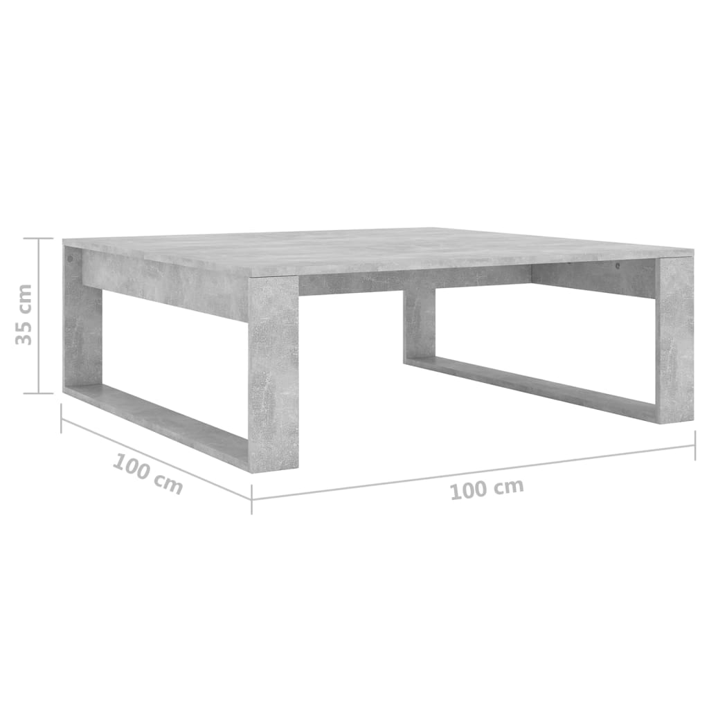 vidaXL Salontafel 100x100x35 cm bewerkt hout betongrijs