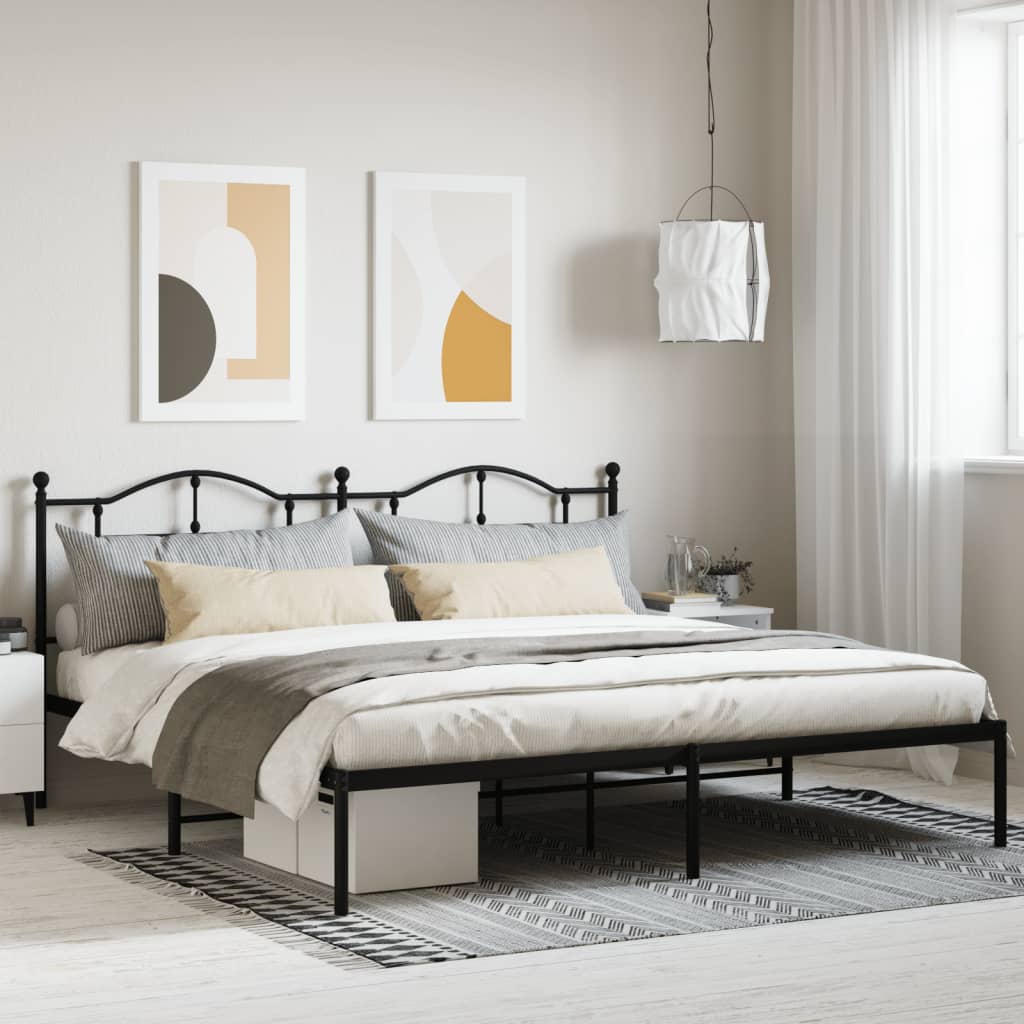 vidaXL Bedframe met hoofdbord metaal zwart 193x203 cm