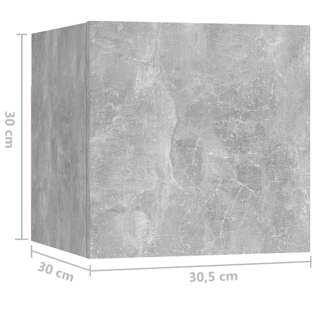 vidaXL Nachtkastjes 2 st 30,5x30x30 cm spaanplaat betongrijs