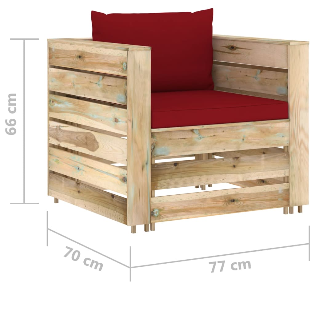 vidaXL 6-delige Loungeset met kussens groen geïmpregneerd hout