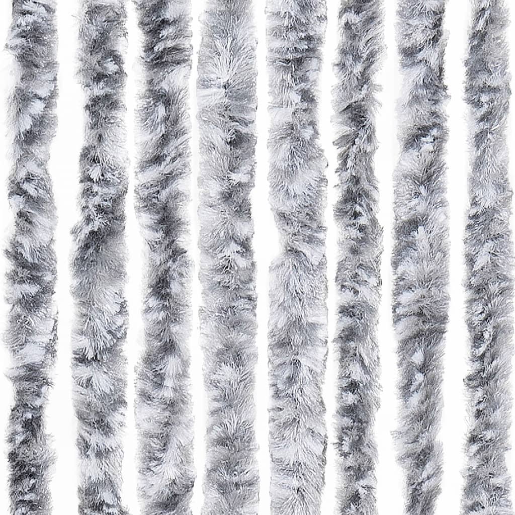 vidaXL Vliegengordijn 90x200 cm chenille wit en grijs