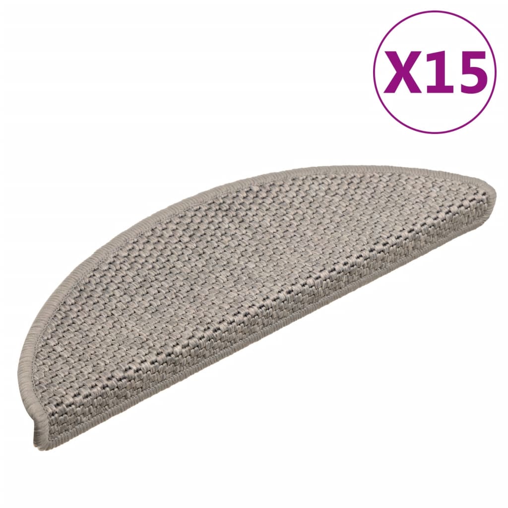 vidaXL Trapmatten zelfklevend 15 st sisal-look 56x17x3cm zilverkleurig