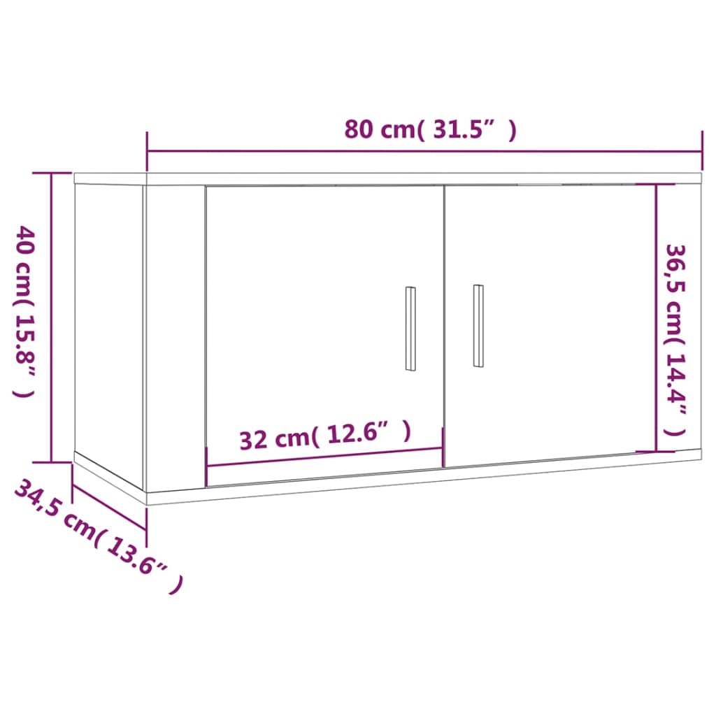 vidaXL 3-delige Tv-meubelset bewerkt hout hoogglans wit