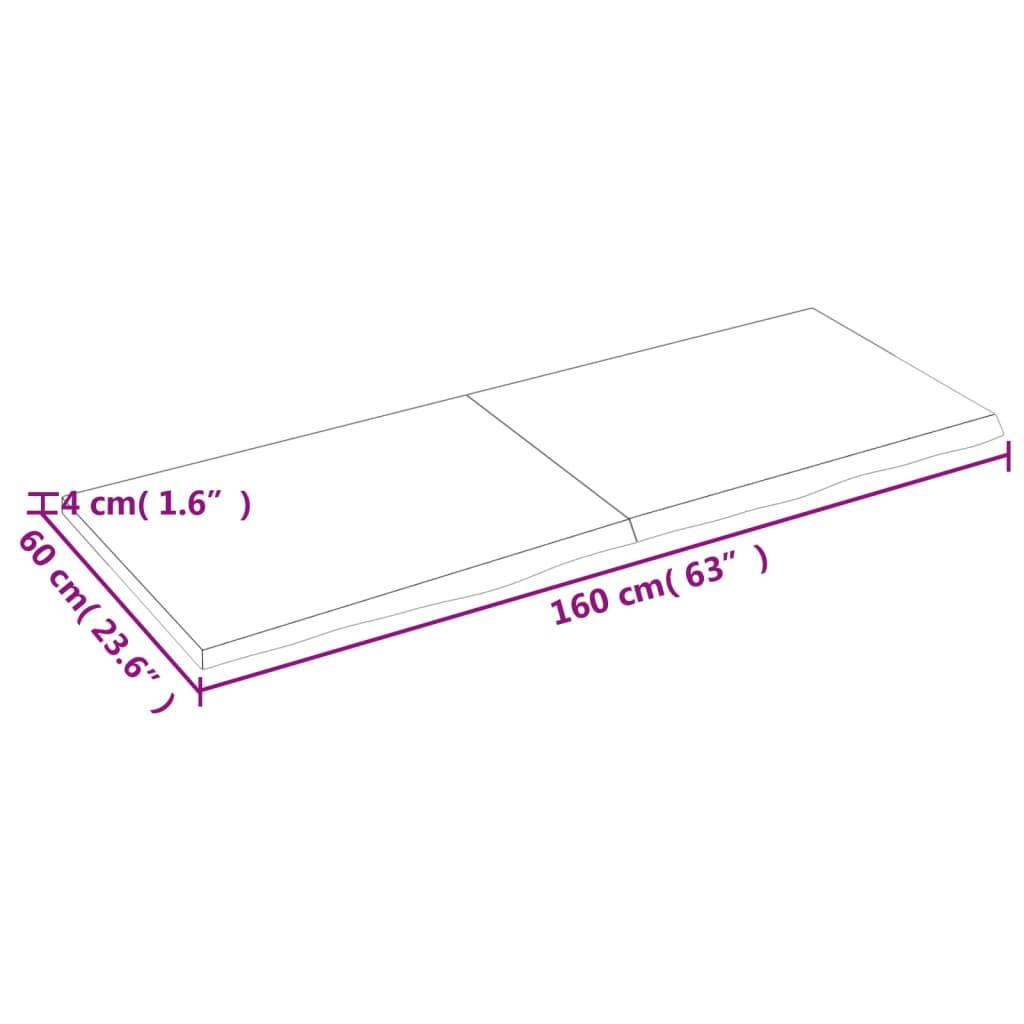 vidaXL Tafelblad 160x60x(2-4) cm onbehandeld massief eikenhout