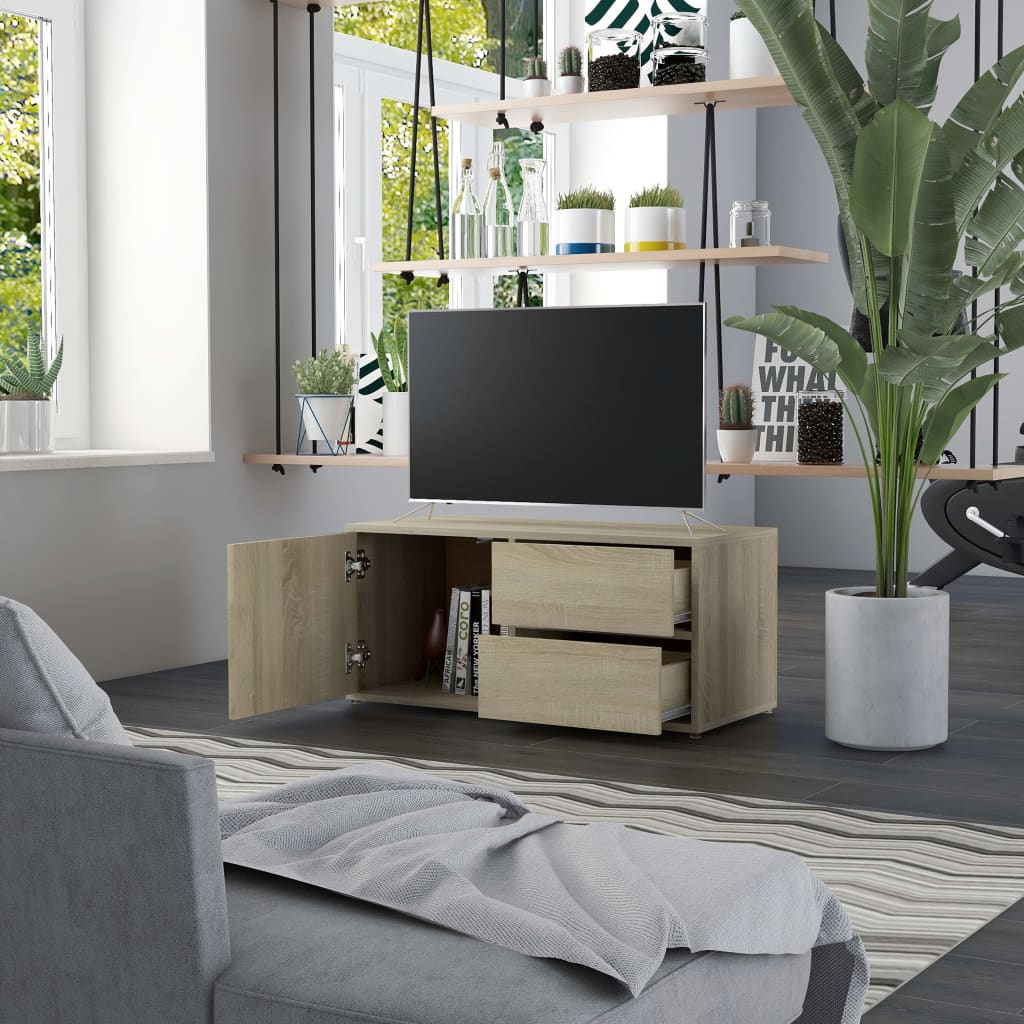 vidaXL Tv-meubel 80x34x36 cm spaanplaat sonoma eikenkleurig
